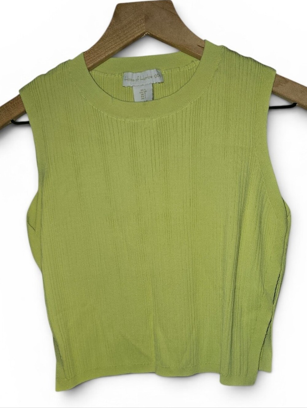 HOUSE OF HARLOW 1960 X REVOLVE Lime Green Ribbed Cut Out Side Crop Top - Small
